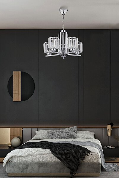 Avonni Kristal Modern Avize E27 60W 50cm Metal Krom Avonni-FZ-7396-5K