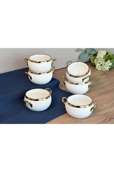 Paçi Muba Concept Porcelain Handled Gold Gilded 6-Piece Bowl