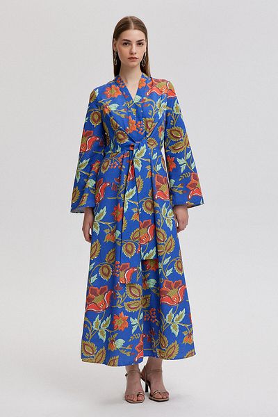 Touché Privé Floral Patterned Dress with Tie Detail