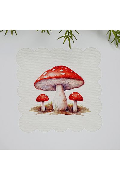 DECO Watercolor Mushrooms Design Washable Fabric Napkin 1 Piece