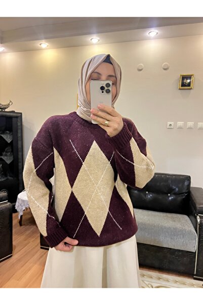 hot fashions Baklava desenli yumuş kazak