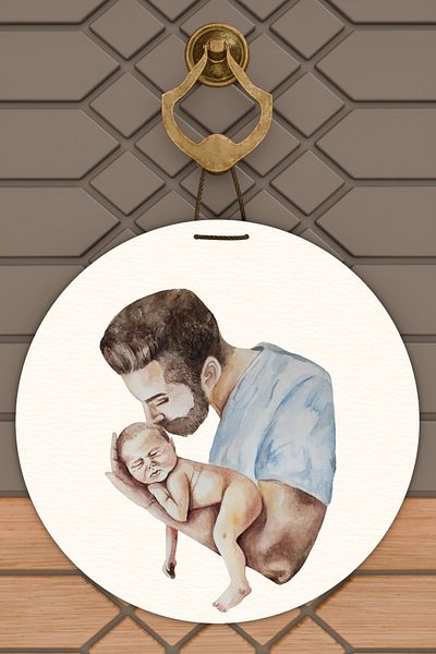 Rugmood Σύγχρονη ψηφιακή εκτύπωση Λευκό Στολίδι Πόρτας Μωρού Πατέρα