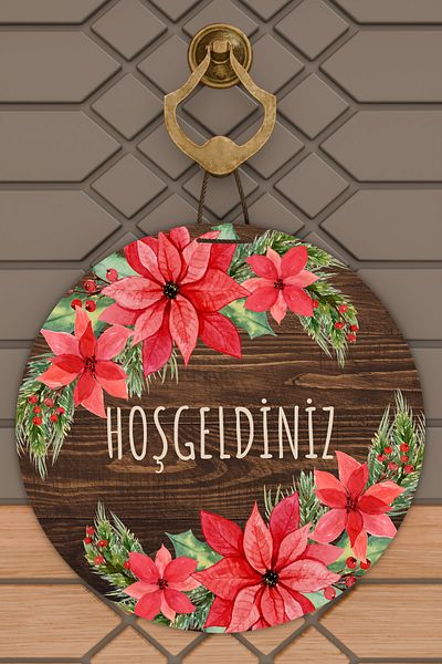 Rugmood Modern Digital Printing Wooden Floral Welcome Door Ornament