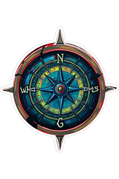 Altınuç Art Design 10x10 cm Pusula Sticker Laptop Kask Araba Motor Defter Sti...