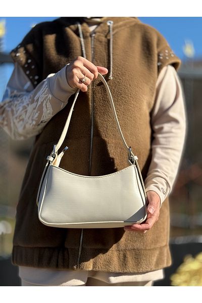 DEV 3 ADAM Cream Women's Baguette Stylish Hand and Shoulder Bag with Adjustable Strap
