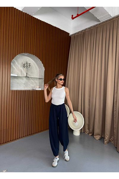 MevaMoss Scuba Crepe Fabric Baggy Model Balloon Trousers