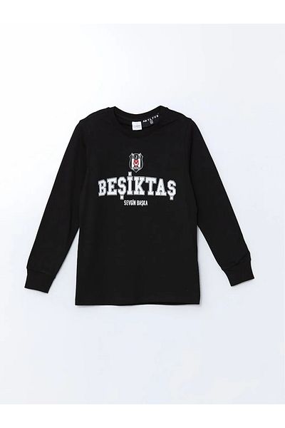 LC Waikiki LCW Kids Pyjama-Set für Jungen – Schwarz, Rundhalsausschnitt, bedrucktes T-Shirt