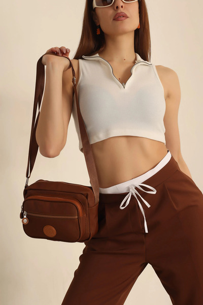 FHD BAGS حقيبة كتف وحقيبة كروس نسائية مقاومة للماء متعددة الأقسام من القماش ا...