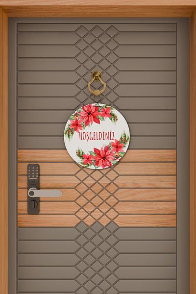 Dormot Home Modern Digital Printing Red Floral Welcome Door Ornament