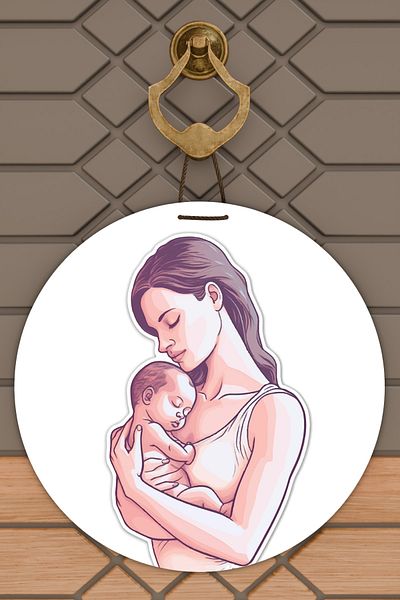 Rugmood Μοντέρνα ψηφιακή εκτύπωση Λευκό δαπέδου Mother Baby Door Ornament