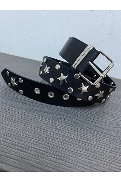 Aksabeltchokers 4.cm rivet&yıldızlı vintage punk metalci kadın şık bel kemeri