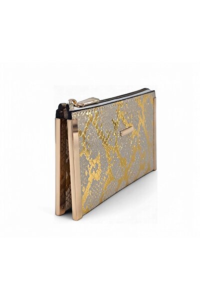 Evident Gold Snake Patterned Small Clutch & Women's Clutch Bag (19 X 11)
