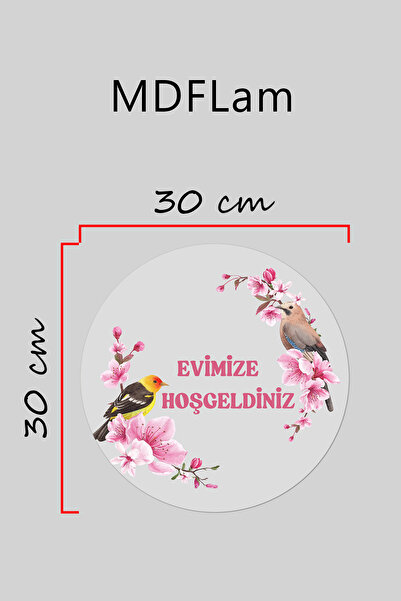 Rugmood Modern Dijital Baskı Gri Kuş Motifli hoşgeliniz Kapı Süsü