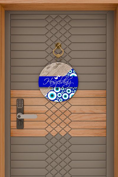 Rugmood Μοντέρνα ψηφιακή εκτύπωση Ξύλινο στολίδι πόρτας με χάντρες με το κακό μάτι