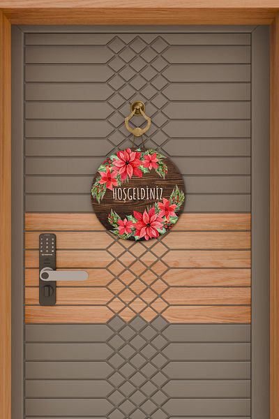Rugmood Modern Digital Printing Wooden Floral Welcome Door Ornament