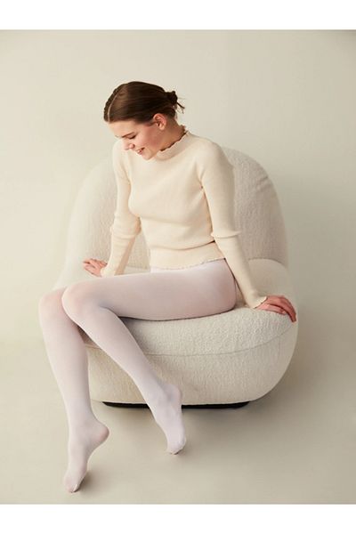 Müjde Women's Opaque White Medium Thick Pantyhose