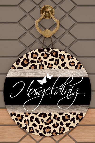 Rugmood Μοντέρνα ψηφιακή εκτύπωση Μαύρο ξύλινο Leopard Welcome Door Ornament