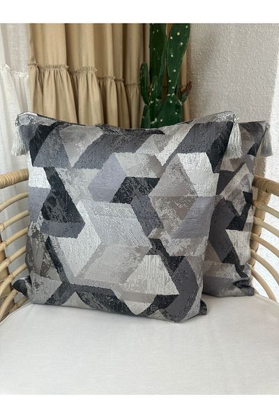 Decamor home Smoked Gray Tufted Living Room Throw Pillow Cover
