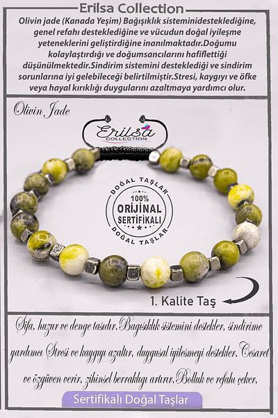 Erilsa Certified Aaa+ Quality Real Terahertz - Olivine Jade - Jade Stone Bracelet