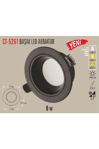 Cata Ct-5261 Başak Three Color Led Spot (6400K - 4000K - 3200K)