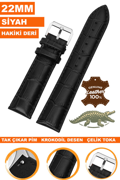 COBRA سوار ساعة Fossil-Welder-Casio-Seiko-Omega-Armani مقاس 22 ملم - جلد طبيع...
