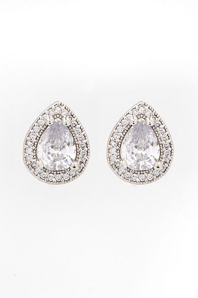 Bijuty Zircon Cubic Zirconia White Drop Stone Earrings