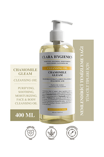 Clara Hygienics Chamomile Gleam Temizleme Yağı 400ml – Arındırıcı Makyaj Temizleyici Vegan Yağ Bazlı (Yüz Ve Vücut)