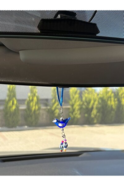 Azrua Amuleta pentru masina cu pasăre bleumarin, accesoriu din sticlă, orname...