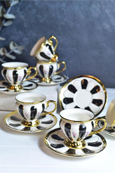 şirineşyalarım سكارليت بلاك - طقم فناجين قهوة تركية من البورسلين لـ 6 أشخاص