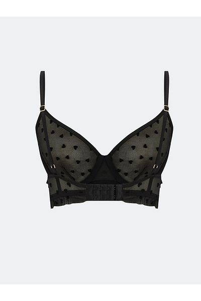LC Waikiki Sutien negru cu sârmă, fără căptușeală, cu model