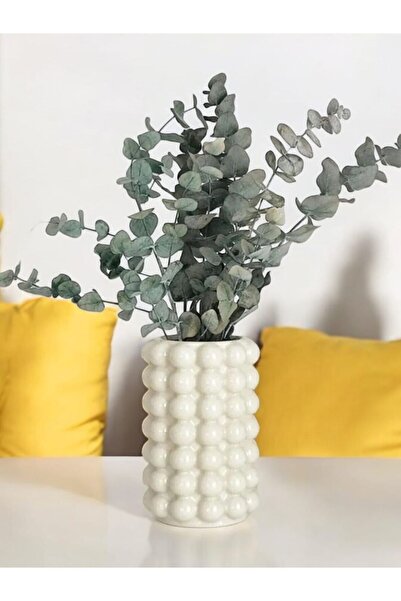 gözde hobi Vasă cu bule albă Gökdehobi | Vasă cu bule pentru ghiveci de flori decorativ | Vasă decorativă multifuncțională