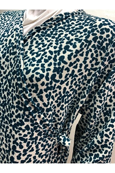 eflin Φόρεμα προσευχής με μοτίβο τιρκουάζ-κρεμ - Συρόμενο με δαντέλα