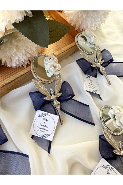Gami Handmade Lacivert Kurdelalı Melek Ayna Magnet Söz, Nişan, Düğün, Nikah, Mevlüt Hediyelik - 20 Adet