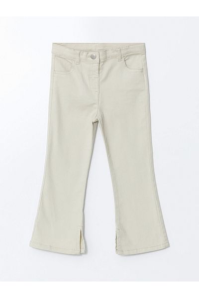 LC Waikiki Beige Elastic Waist Gabardine Girls' Trousers