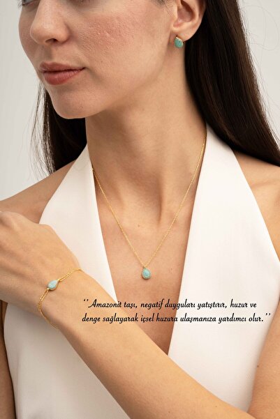jingle bells Amazonit Doğal Taşlı 925 Ayar Gümüş Set