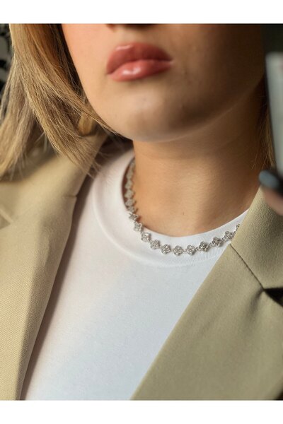 SHINELUC VIP Mini Silver Taşlı Yonca Kolye