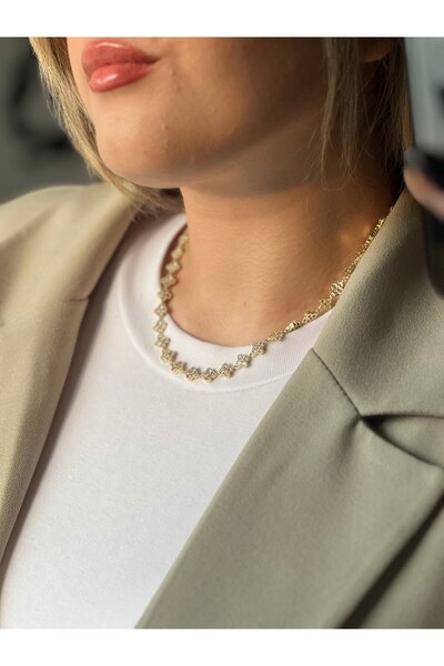 SHINELUC VIP Mini Gold Taşlı Yonca Kolye