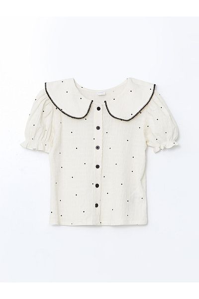 LC Waikiki طقم قميص وسروال قصير للفتيات من Ecru Baby Collar