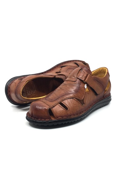 Luis Figo %100 Hakiki Deri Ortopedik Erkek Günlük Rahat Yazlık Büyük Numara S...