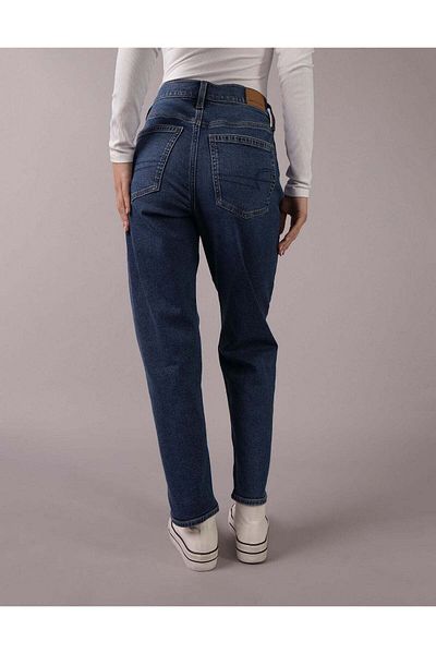 AMERICAN EAGLE بنطلون جينز AE Stretch Super High-Wisted بقصة مستقيمة حتى الكاحل