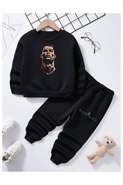 Massgai Unisex Παιδική φόρμα Ronaldo Face Printed Special Cotton Crew Neck Bo...