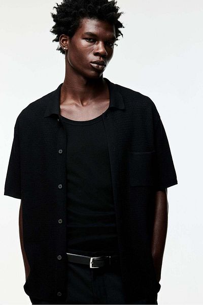 H&M Regular Fit Textured-knit shirt