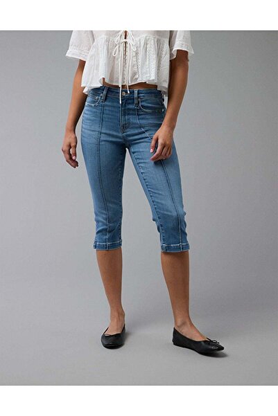 AMERICAN EAGLE بنطلون جينز كابري بخصر مرتفع من AE Next Level