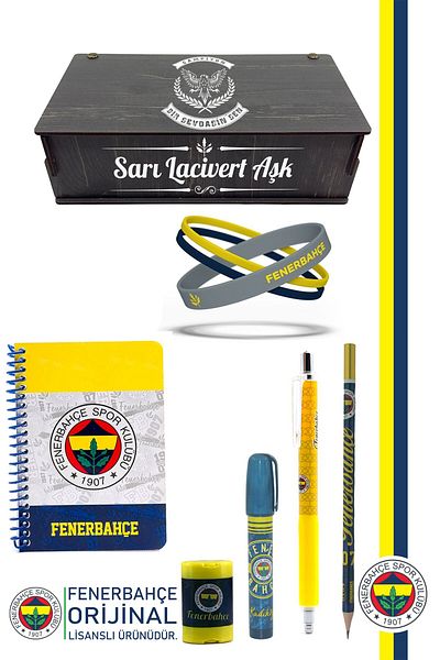 Fenerbahçe Original Licensed Pen Bracelet Memo Pad Pencil Sharpener Eraser Gift Set