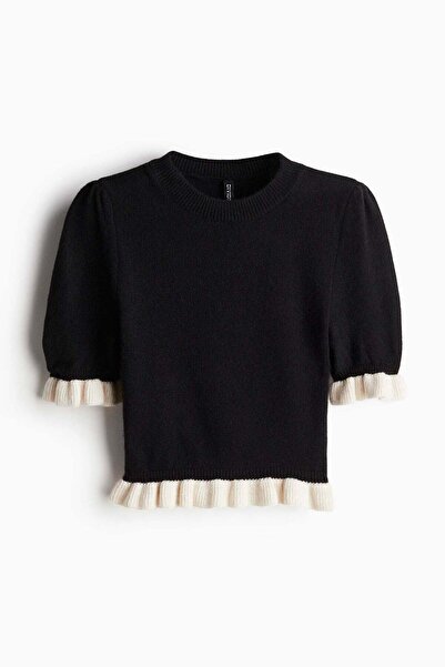 H&M Frill-trimmed knitted top
