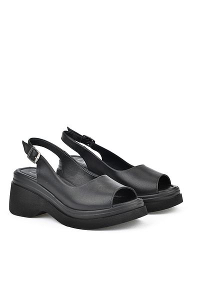 Ziya Sandale cu toc pentru femei din piele naturală - 151992 Z64003 Negru