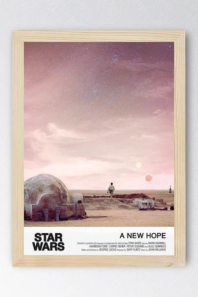 Saturn Star Wars a New Hope Framed Painting - Space Wars Old Fim Poster Painting