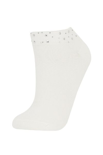 DeFacto Nahtlose Damen-Socken aus gekämmter Baumwolle mit glänzendem Sternmuster E8652axns