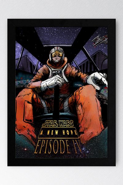Saturn Star Wars 4 A New Hope Pictură înrămare - Space Wars Fim Poster Pictură