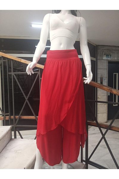 Bohem Stil Pantaloni Shalwar de mătase cu acoperire asimetrică pentru femei